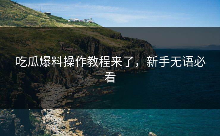 吃瓜爆料操作教程来了，新手无语必看
