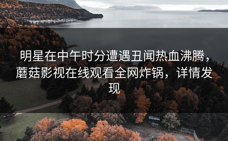 明星在中午时分遭遇丑闻热血沸腾，蘑菇影视在线观看全网炸锅，详情发现