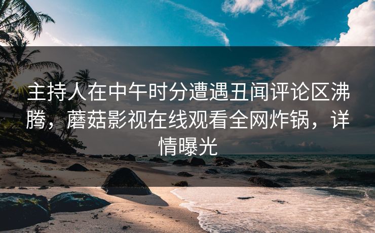主持人在中午时分遭遇丑闻评论区沸腾，蘑菇影视在线观看全网炸锅，详情曝光