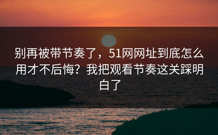 别再被带节奏了，51网网址到底怎么用才不后悔？我把观看节奏这关踩明白了