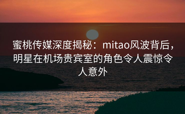 蜜桃传媒深度揭秘：mitao风波背后，明星在机场贵宾室的角色令人震惊令人意外